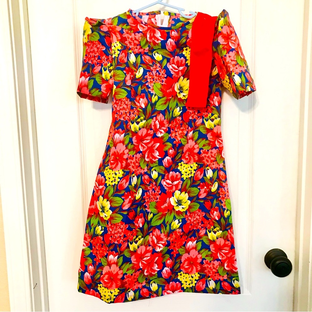 Blue & Pink Girls Floral Patadyong/Terno Filipiniana detail w/matching head band